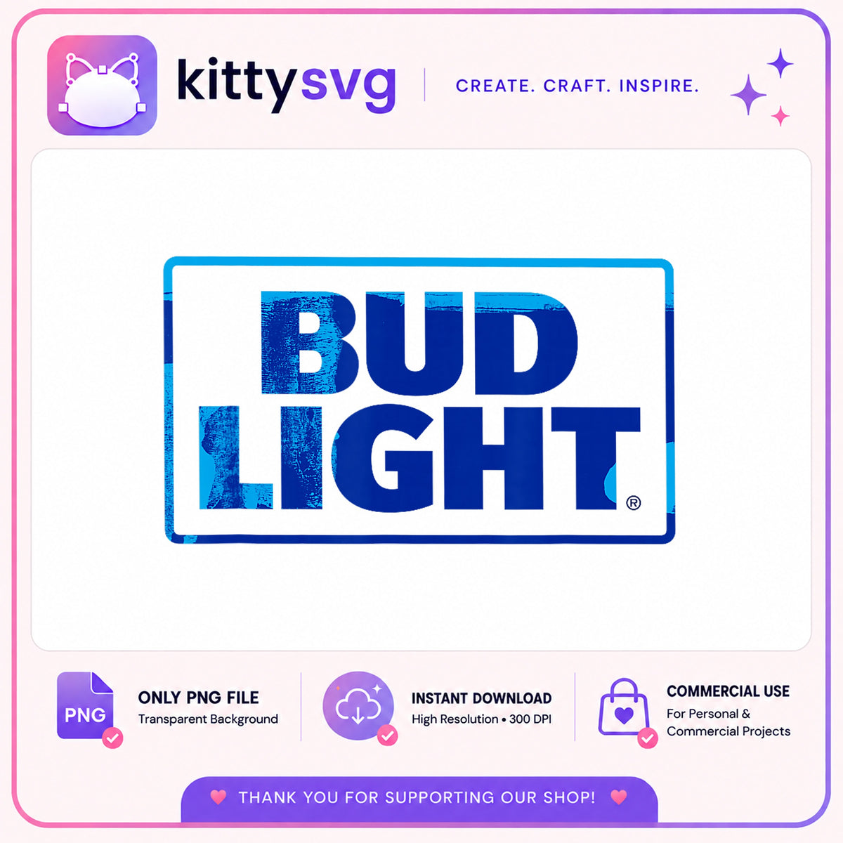 Bud Light Logo PNG, Beer Brand Clipart, Instant Download PNG