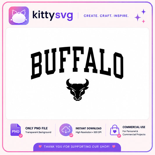 Buffalo Arch Text PNG, Bull Head Varsity Design, Buffalo PNG