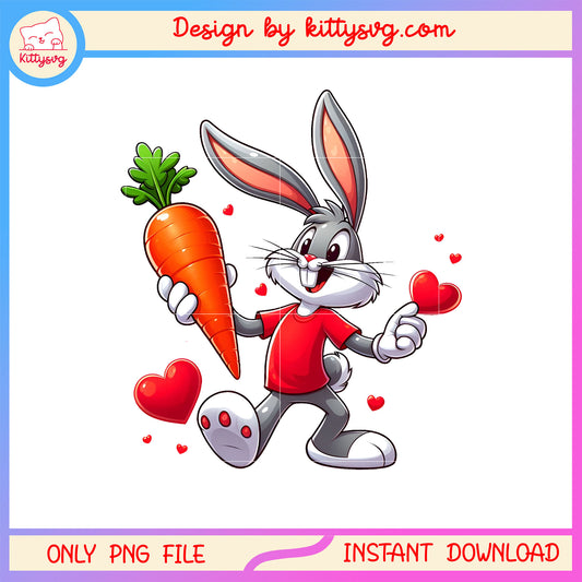 Bugs bunny carrot valentine png, valentines day bunny​ png