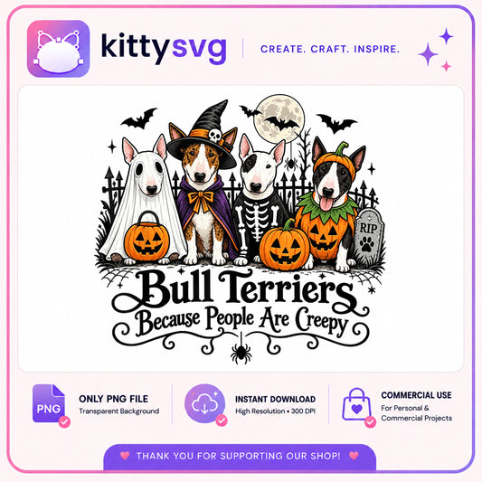 Bull Terriers Halloween PNG, Funny Dog Halloween, Spooky Dog PNG
