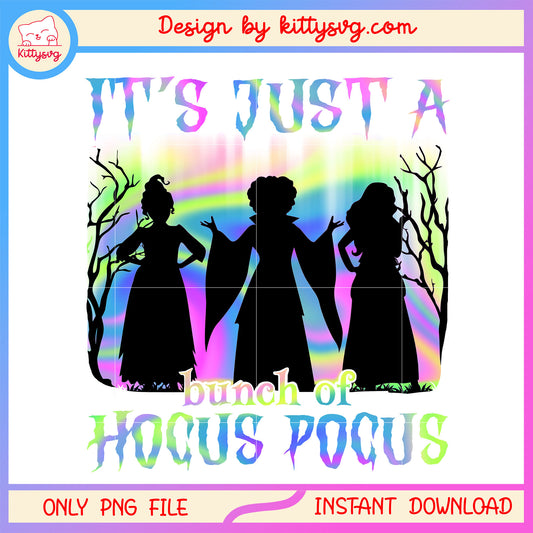 Bunch of hocus pocus colorful halloween design png, trick or treat png, sanderson sisters png