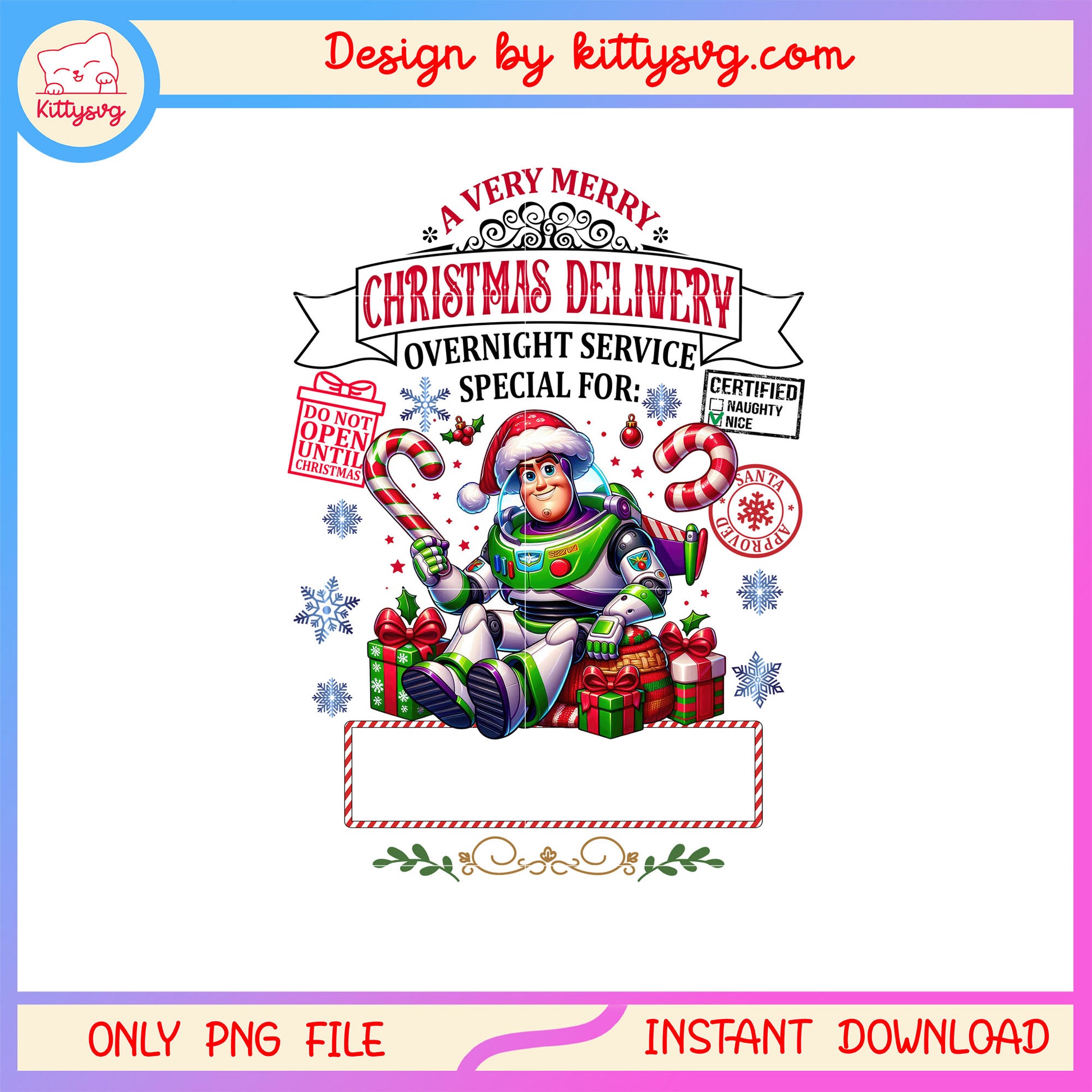 Buzz lightyear very merry christmas delivery png, buzz lightyear png