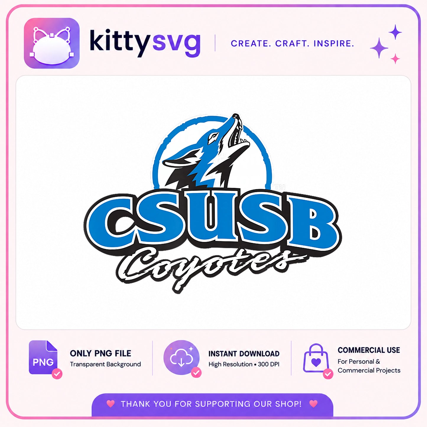 CSUSB Coyotes PNG, Cal State San Bernardino PNG, Coyotes Logo PNG