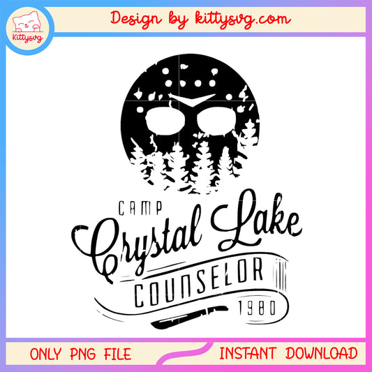 Camp crystal lake counselor 1980 design png, halloween quotes png 