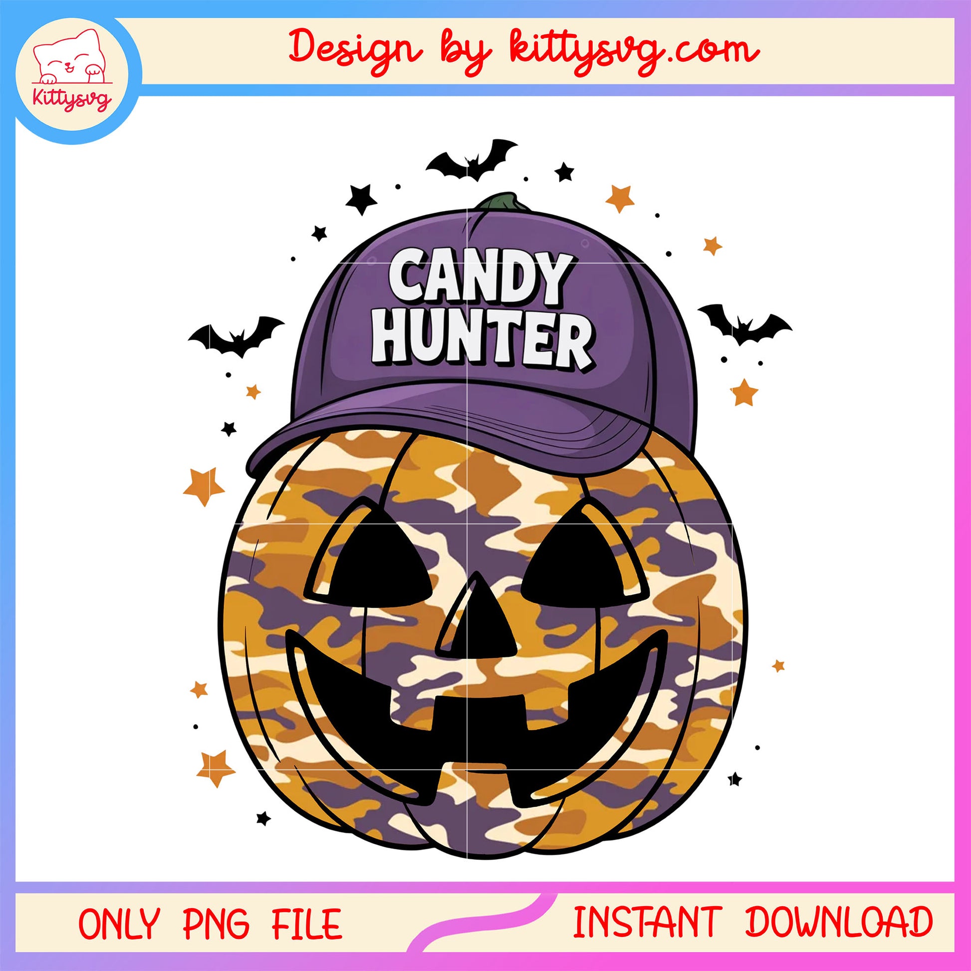 Candy hunter halloween pumpkin png, horror pumpkin png, halloween png