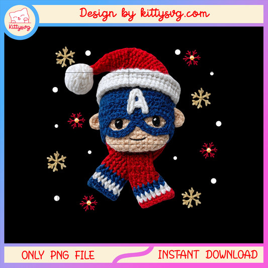 Captain american face christmas patchwork png, captain american png