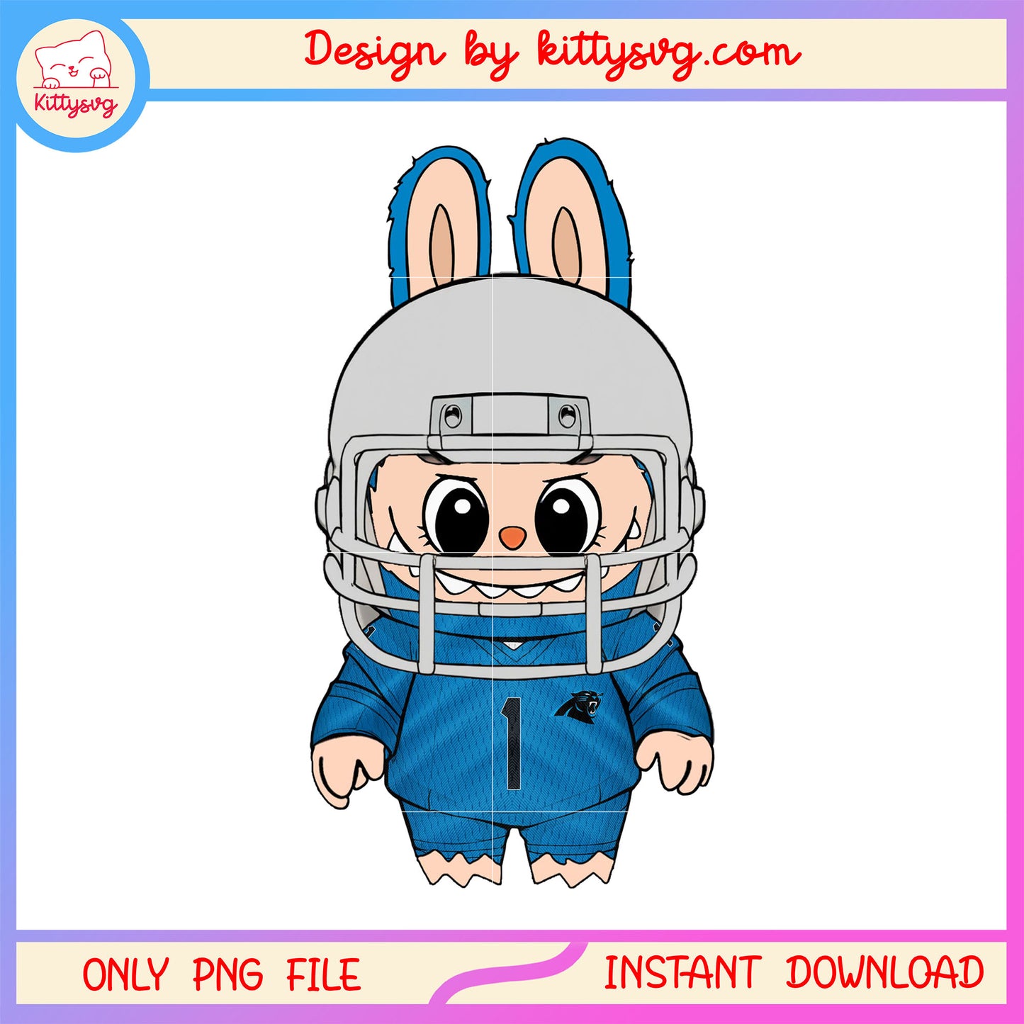 Carolina panthers labubu doll rugby ball clothes png, carolina panthers png