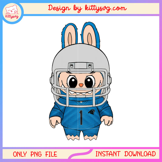 Carolina panthers labubu doll rugby ball clothes png, carolina panthers png