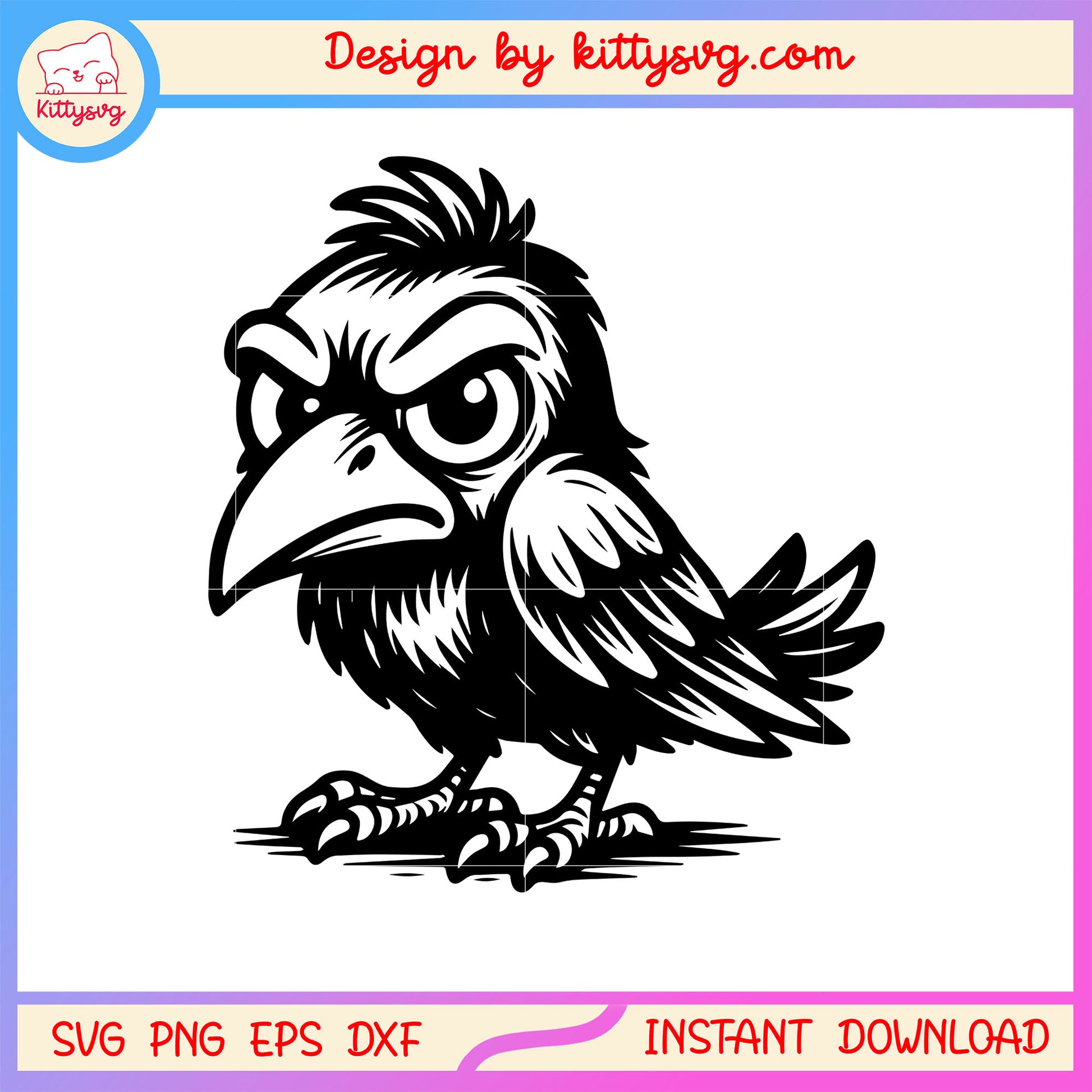 Cartoon crow angry design svg, the crow svg, drawing svg