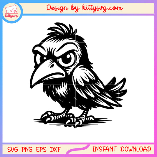Cartoon crow angry design svg, the crow svg, drawing svg