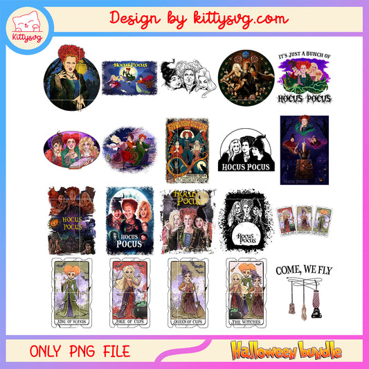 Cartoon hocus pocus halloween bundle png, halloween hocus pocus​ png