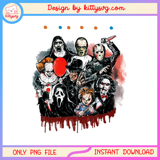 Casts of haloween movies bleeding png, horror friends png