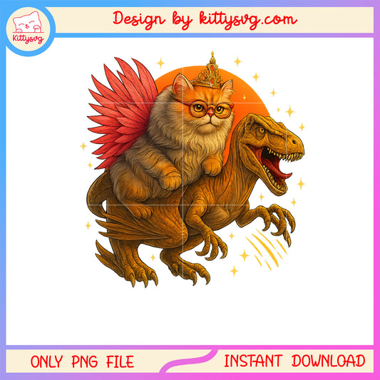 Cat rive t rex clipart design png, funny cat png, trending png