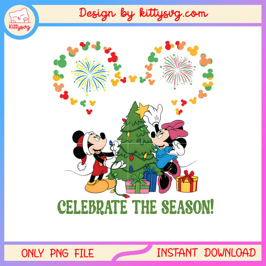 Celebrate the season minnie mickey disney ear png, christmas tree png