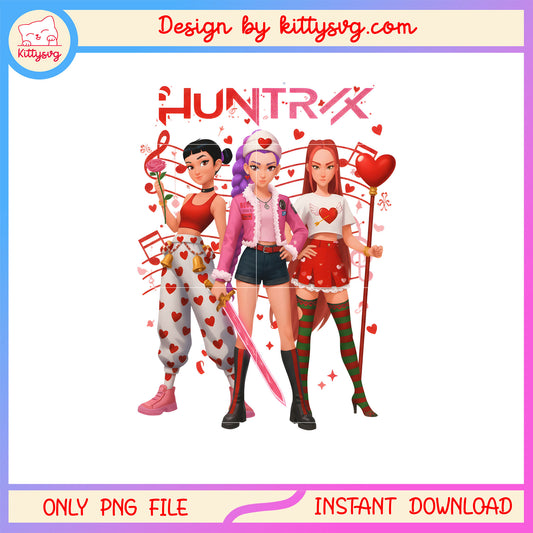 Celebrate valentine kpop huntrix png,  kpop demon hunters png