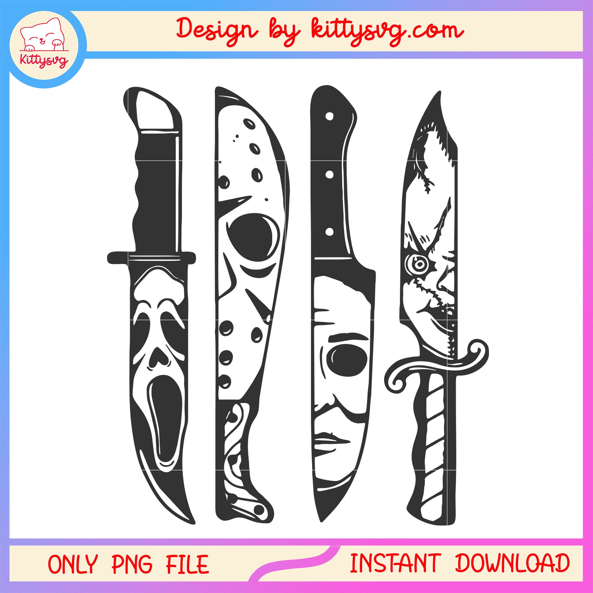 Characters horror killer knife art design png, horror characters design png