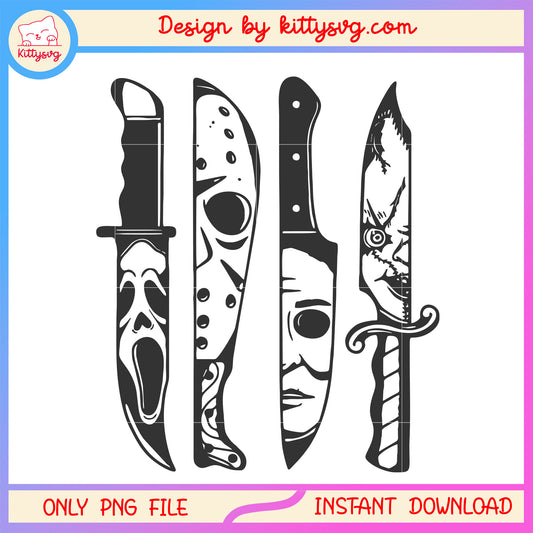 Characters horror killer knife art design png, horror characters design png