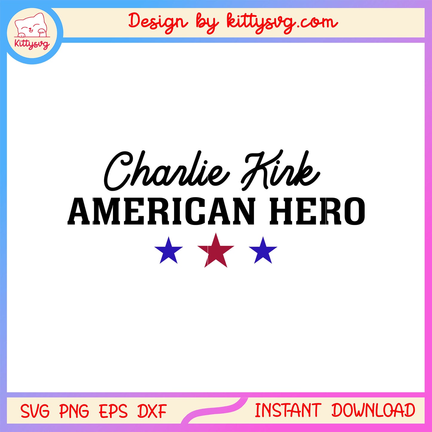 Charlie kirk character american hero design svg, rip charlie kirk svg