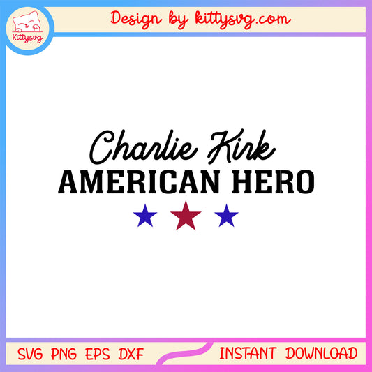 Charlie kirk character american hero design svg, rip charlie kirk svg