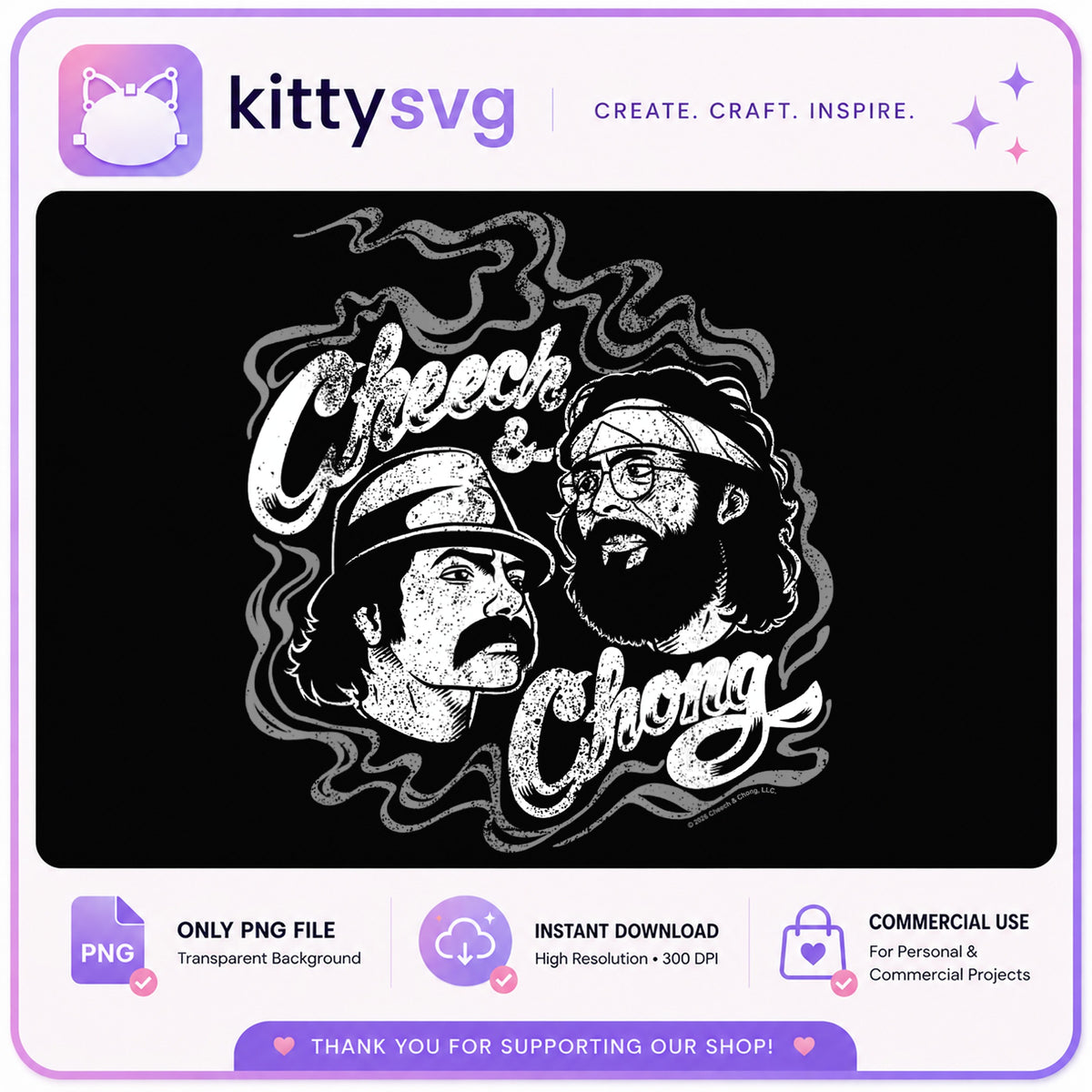 Cheech And Chong PNG, Retro Comedy Duo PNG, Vintage Smoke PNG