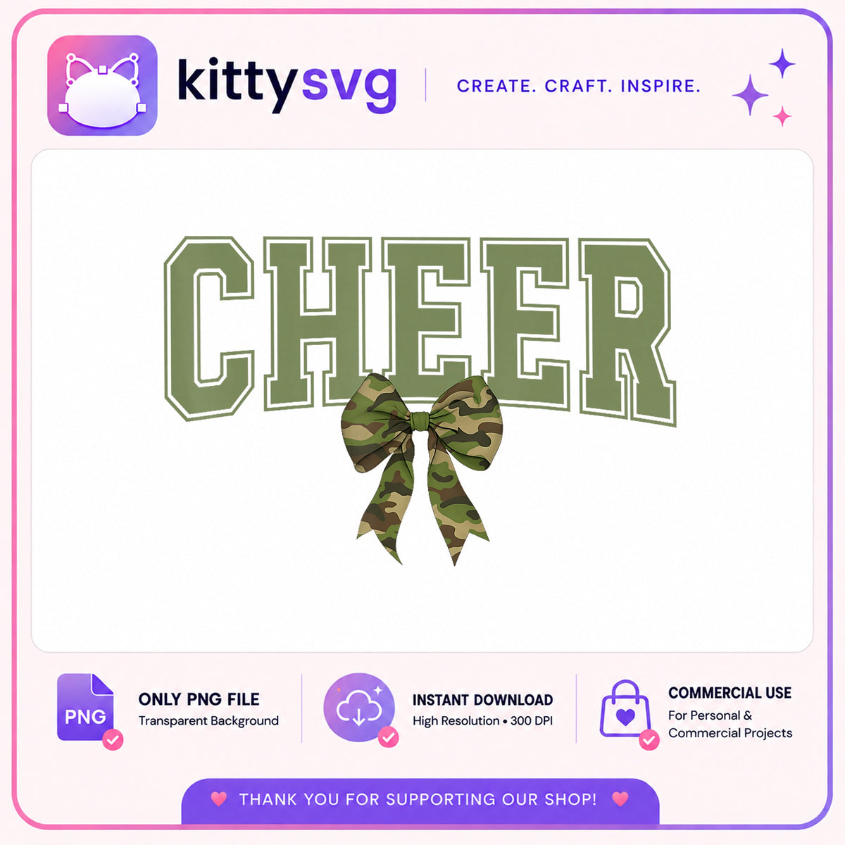 Cheer Camo Bow PNG, Cheerleader Camo PNG, Cheer Mom PNG