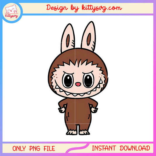 Chestnut cocoa labubu brown costume design png, cute labubu png
