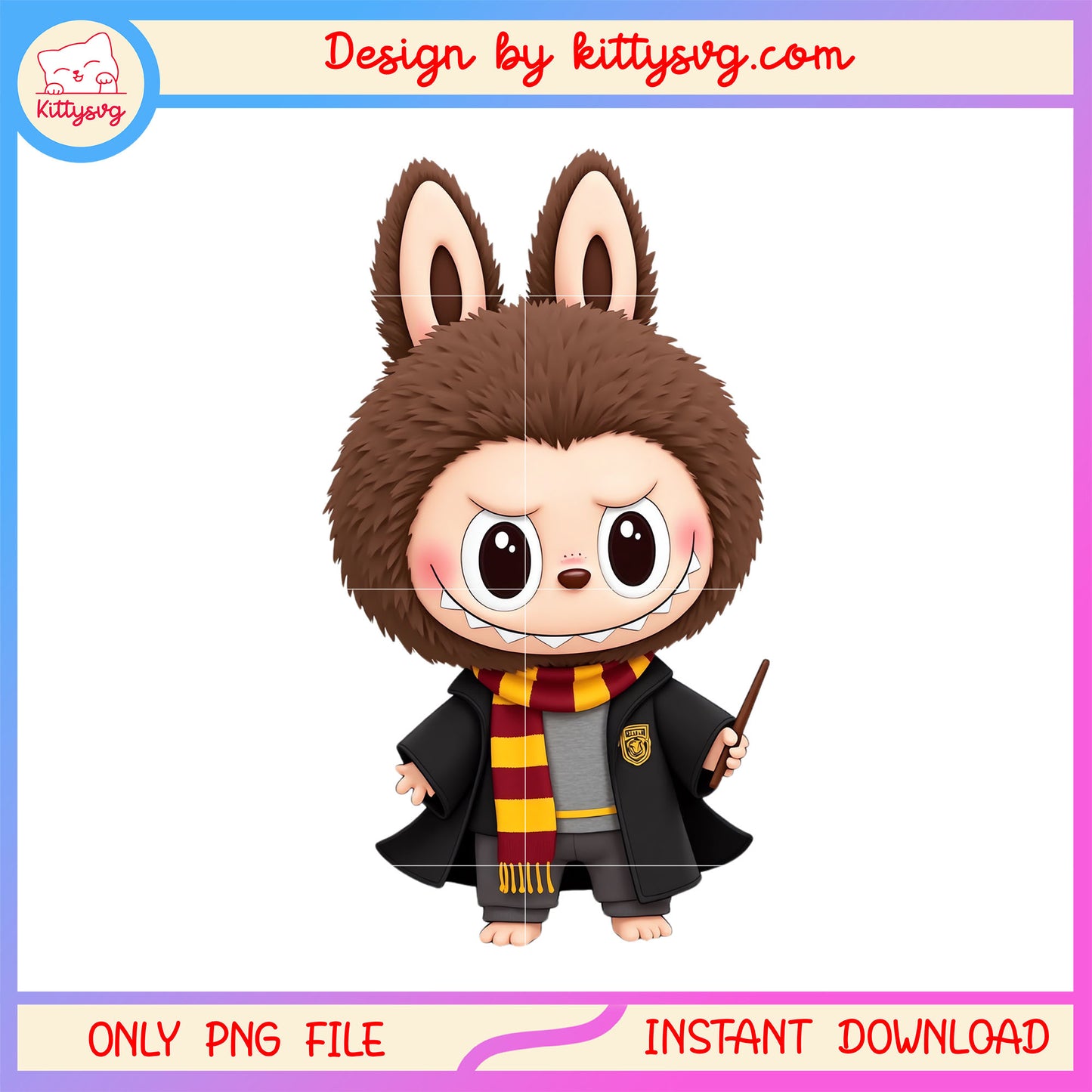 Chestnut cocoa labubu harry potter monster doll design png, labubu outfit png
