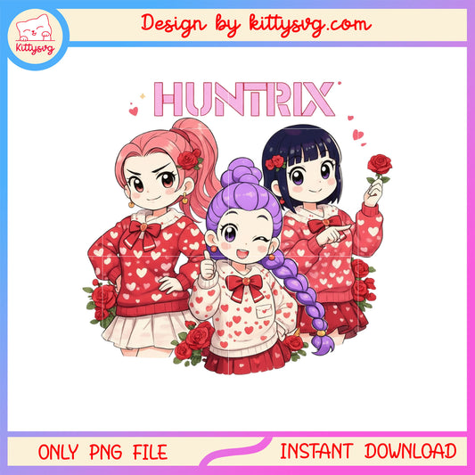 Chibi cute custom kpop girls valentine png,  kpop demon hunters png