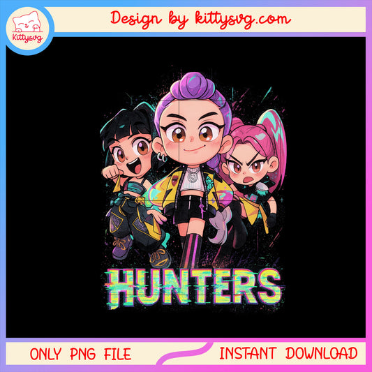 Chibi group girl hunters design png, rumi and friends png