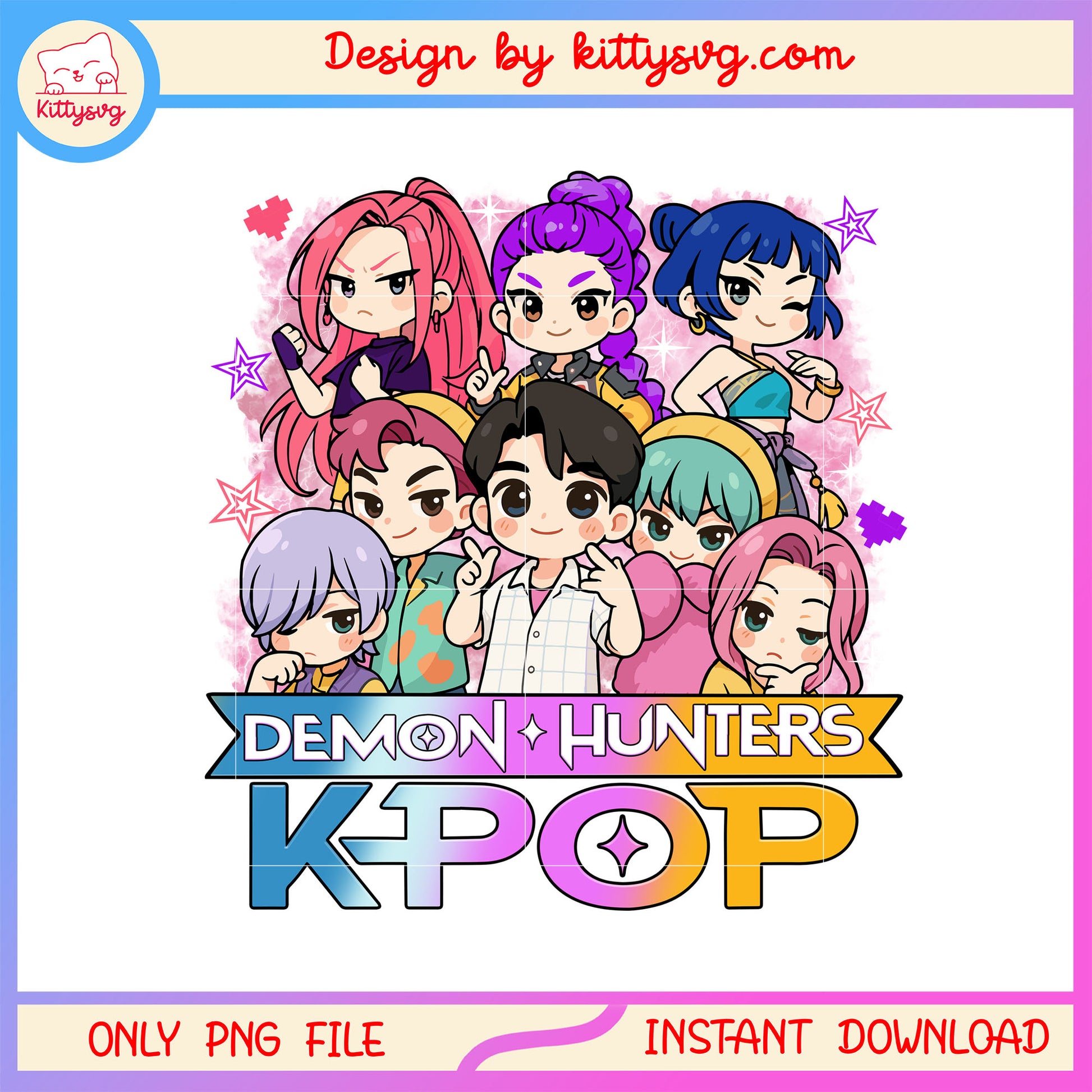 Chibi kpop demon hunters characters png, netflix movies png