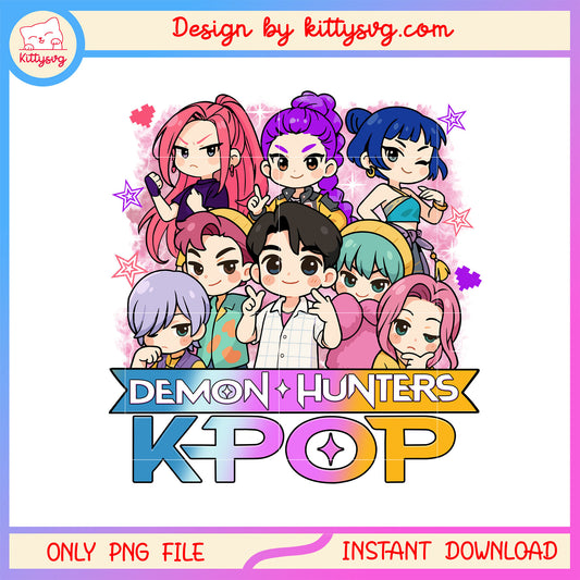 Chibi kpop demon hunters characters png, netflix movies png