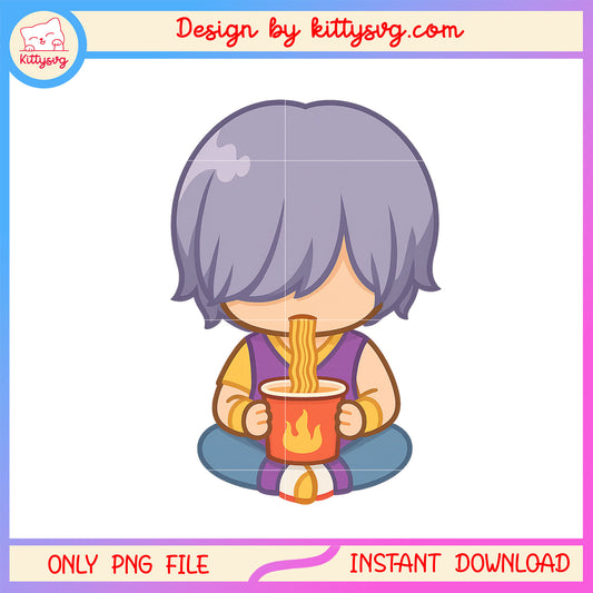 Chibi mystery earting noodle design png, k pop movie png, kpop idol png