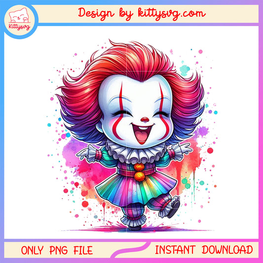Chibi pennywise colorful design png, it movie png, halloween films png