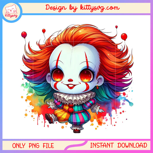 Chibi pennywise colorful halloween design png, pennywise film png