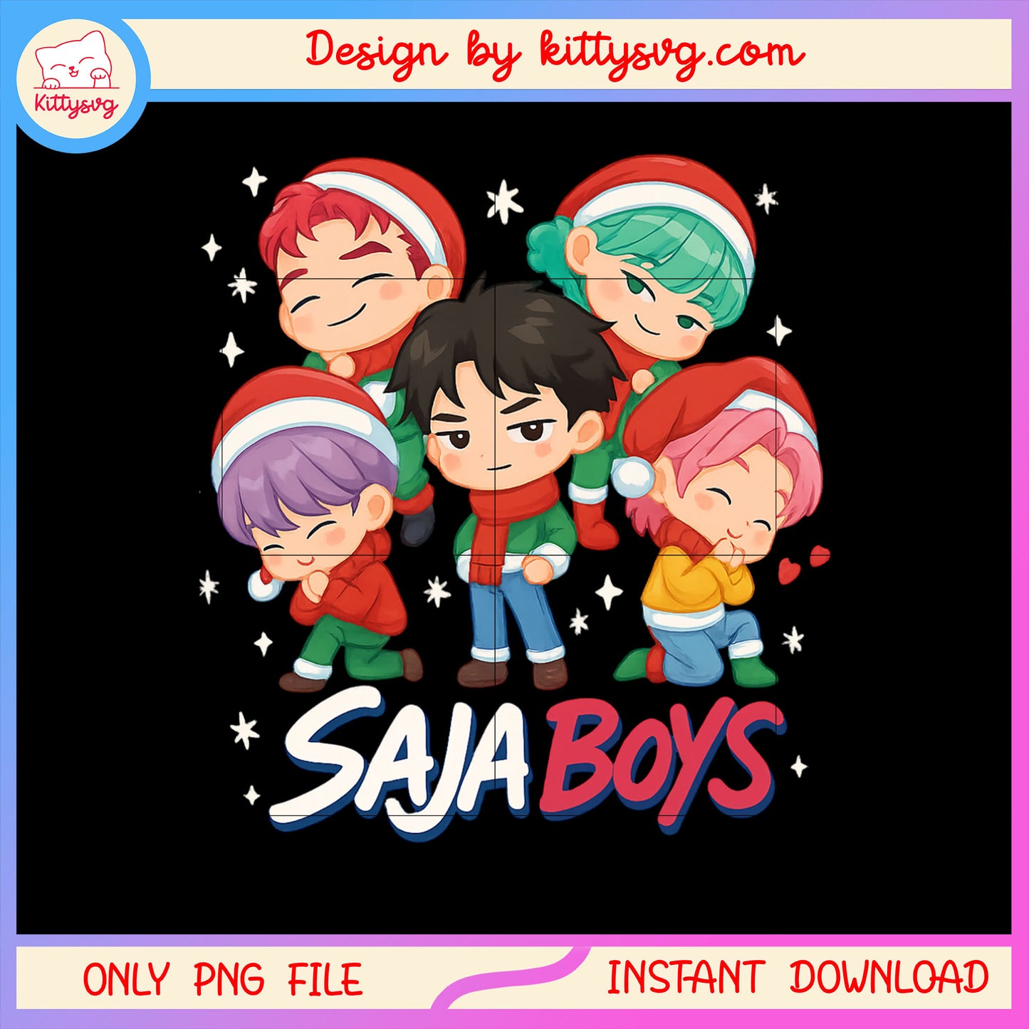 Chibi saja boys members kpop christmas png, saja boys kpop png