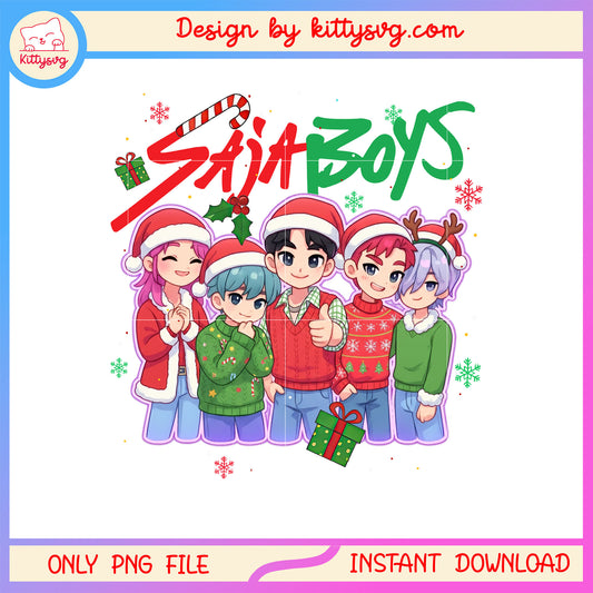 Chibi saja boys merry christmas png, saja boys kpop png