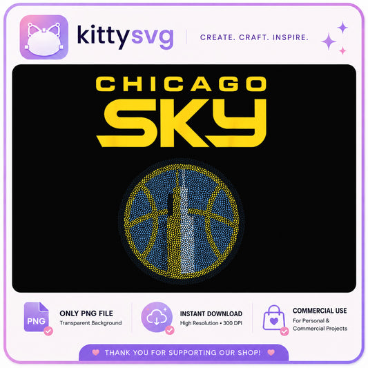 Chicago Sky Basketball Rhinestone PNG, WNBA Team PNG, Sports PNG