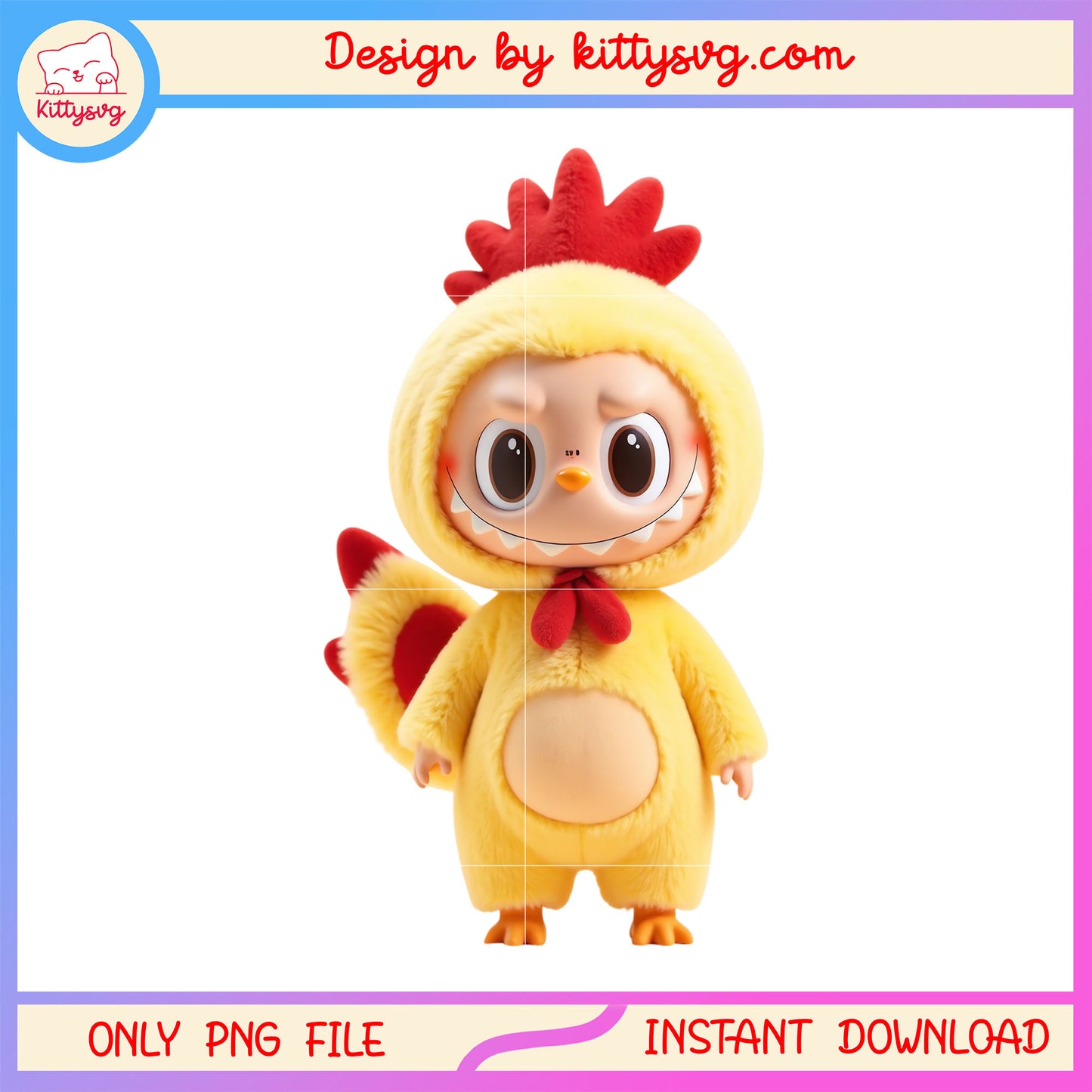 Chicken labubu doll costume png, labubu clothing png