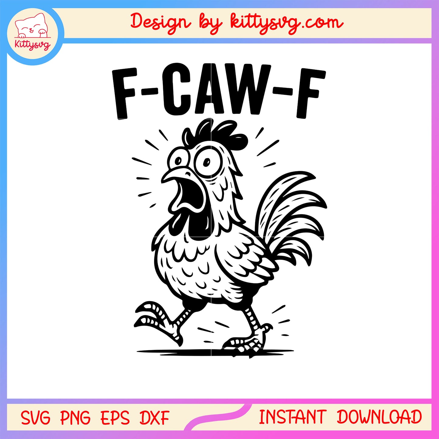Chicken sound f-caw-f design svg, crow angry sound svg