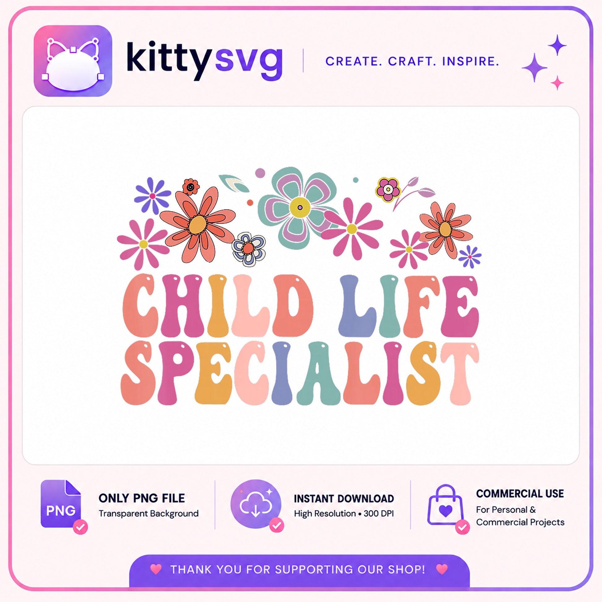 Child Life Specialist PNG, Retro Floral Design, Healthcare PNG