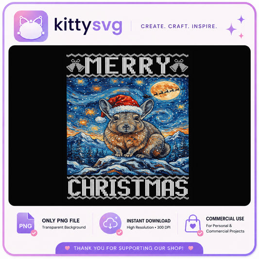 Chinchilla Christmas PNG, Ugly Sweater Merry Christmas, Santa PNG