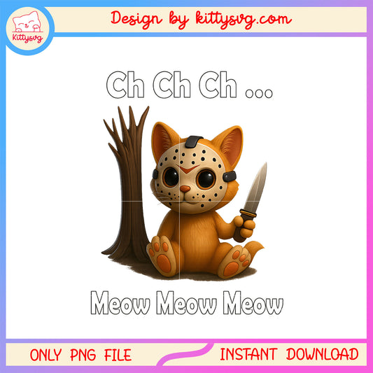 Ch meow horror cat voorhees mask design png, horror halloween png