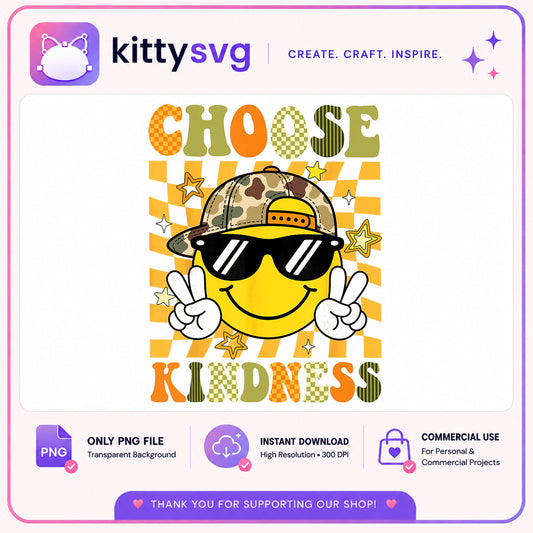 Choose Kindness PNG, Retro Smiley Face PNG, Kindness PNG
