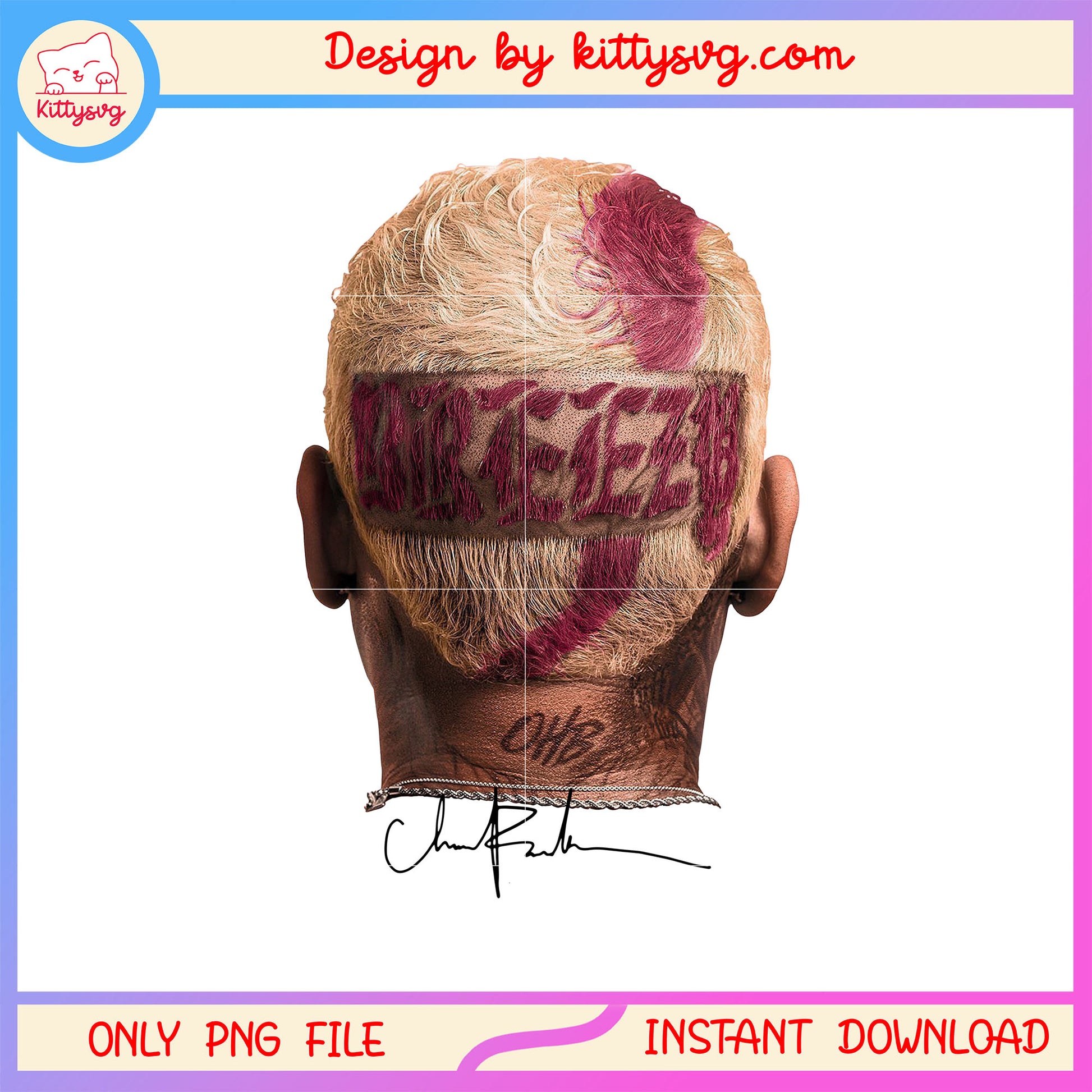 Chris brown head signature design png, chris brown png