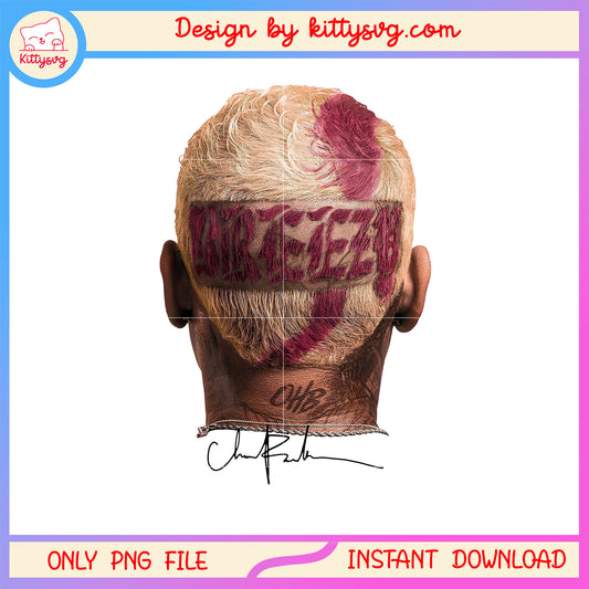Chris brown head signature design png, chris brown png