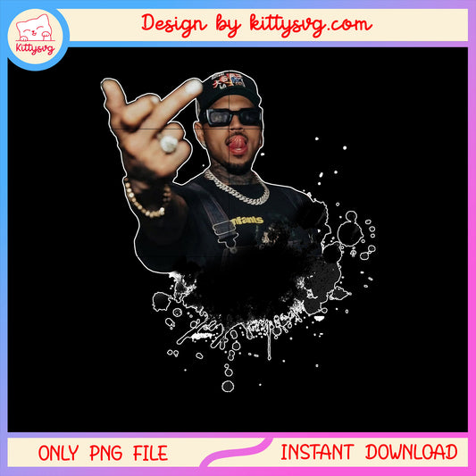 Chris brown middle finger ink drops png, chris brown merch​ png
