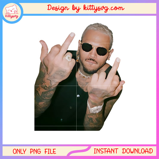 Chris brown middle fingers design png, chris brown tour png