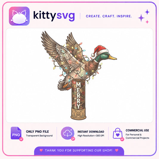 Christmas Duck Hunting PNG, Merry Duck Santa Hat PNG, Hunter PNG