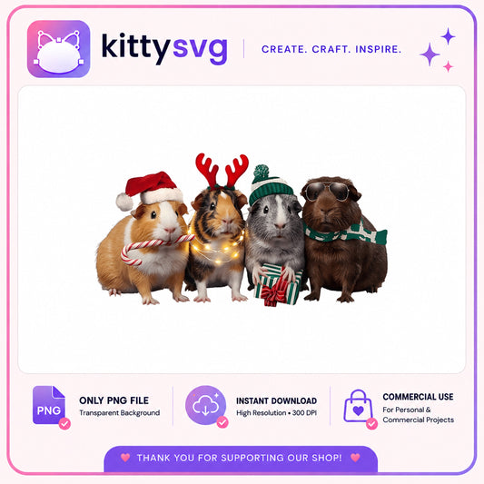 Christmas Guinea Pig PNG, Cute Guinea Pig Clipart, Holiday PNG