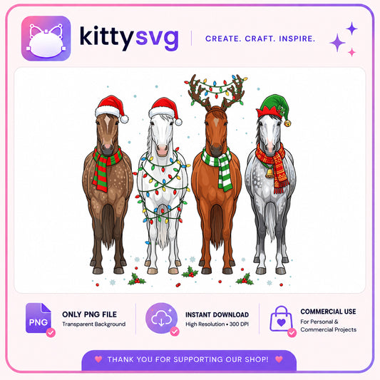 Christmas Horses PNG, Holiday Horse Clipart, Cute Horse PNG